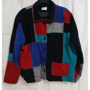 Koret Vintage Patchwork Jacket Embroidery Accents Gramma Core Sz 18W